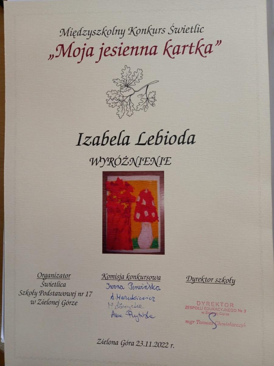 Konkurs " Moja jesienna kartka"